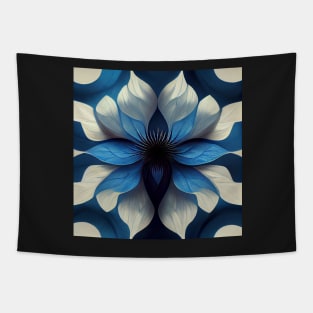 psychedelic flower, blue and white Tapestry