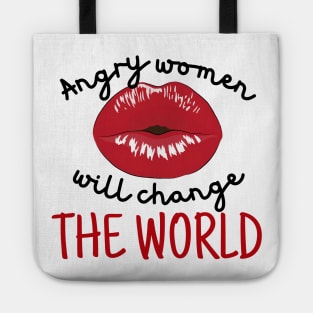 Angry Women Will Change The World Red Lips Tote