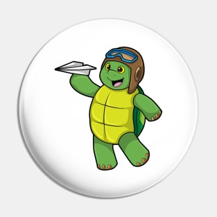 Turtle as Pilot with Paper plane Pin