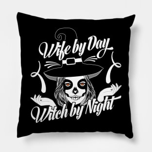 Wife by day witch by night-Halloween t-shirts women Pillow