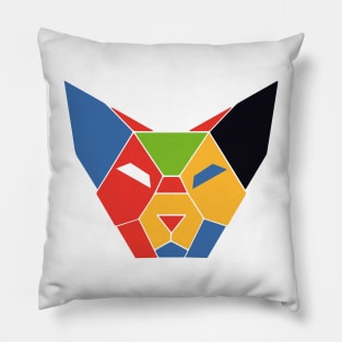 Geometric Abstract Cat Colorful and Retro Design Colorful Abstract Cat Elegance Pillow