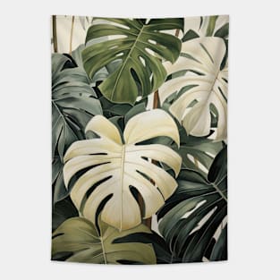 Painting of Monstera Leaves Tapestry