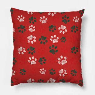 Christmas paw print Pillow