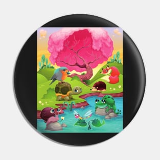 Animal Pond Scene Pin