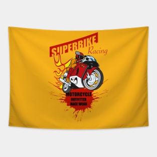 Superbike Racing Motorcycle Outfitter Race Wear, T-shirt for Men, MotorCycle Rider Tee, Biker Dad Gift Tapestry