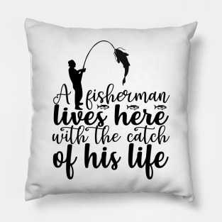 Wishing I Was Fishing - Less Talk More Fishing - Gift For Fishing Lovers, Fisherman - Black And White Simple Font Pillow