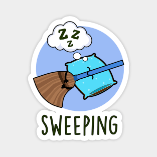 Sweeping Funny Sleeping Broom Pun Magnet