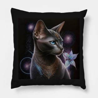 Abyssinian Cat Glow Chakra Mandala Pillow