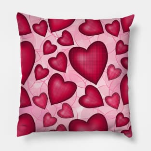 Love heart Surface Pattern by Kate VanFloof Pillow