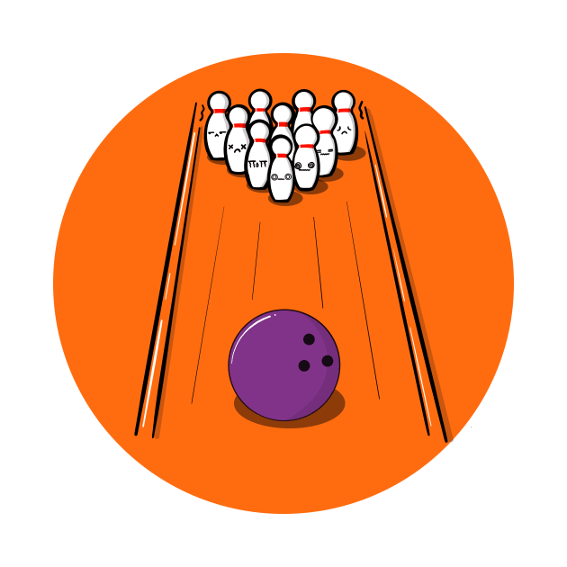 Bowling Pins Scared Of Bowling Ball by superdupertees