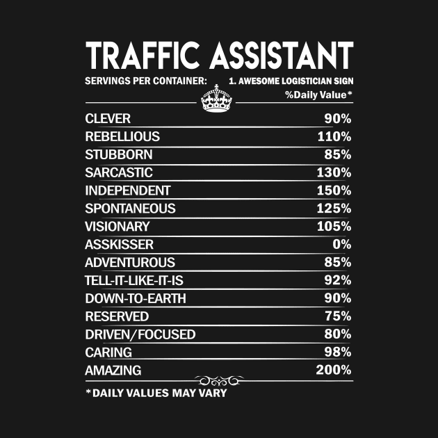 Traffic Assistant T Shirt - Traffic Assistant Factors Daily Gift Item Tee by Jolly358