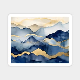 Gold and Blue Mountains Abstract Magnet
