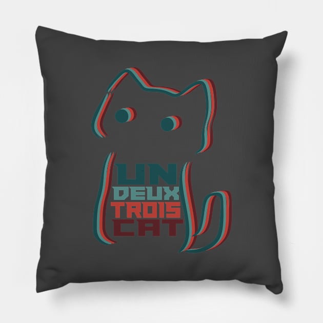 Un Deux Trois Cat Pillow by balibeachart