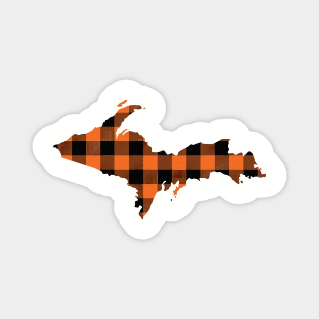 Upper Peninsula of Michigan Blaze Orange Flannel Magnet by DoctorWatsonDesigns