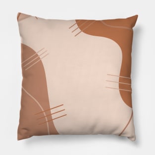 Brown and Beige Neutral Color Geometric Art Shapes and Lines Pillow