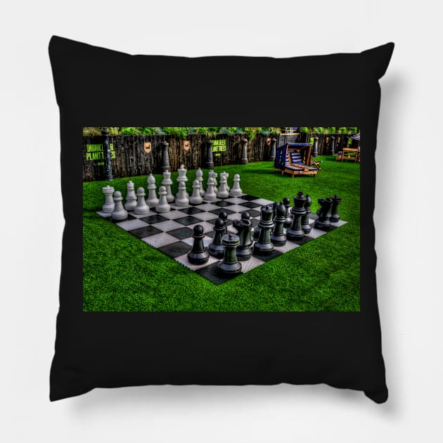 Lawn Chess At The Quayside Pillow by axp7884