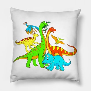 Popular Dinos - Colorful Dinosaur Design for Kids Men Women Pillow