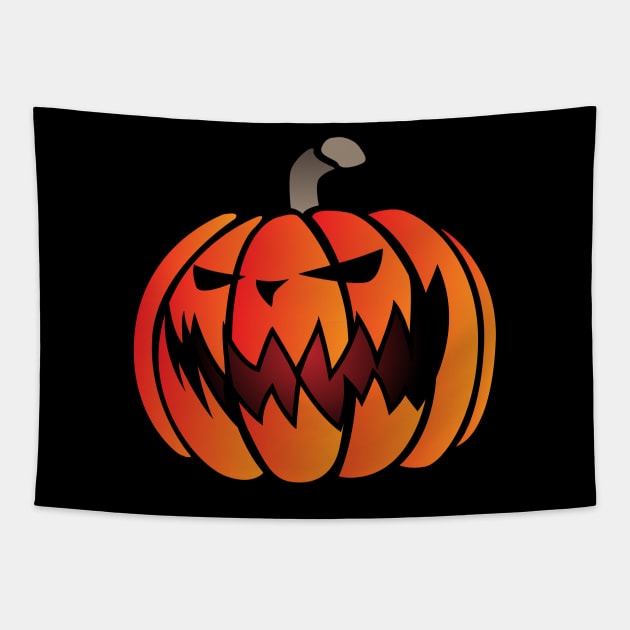 Halloween Scary Pumpkin Cartoon Illustration Tapestry by hobrath