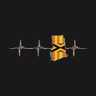 Ghana Map, Kente Pattern, Heartbeat, Love Africa T-Shirt