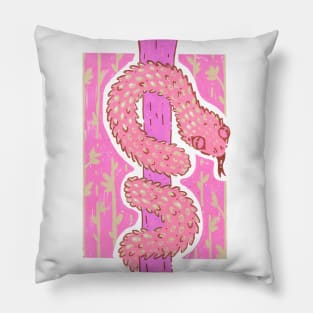 Pink African Bush Viper on a Tree in Acrylic Pillow