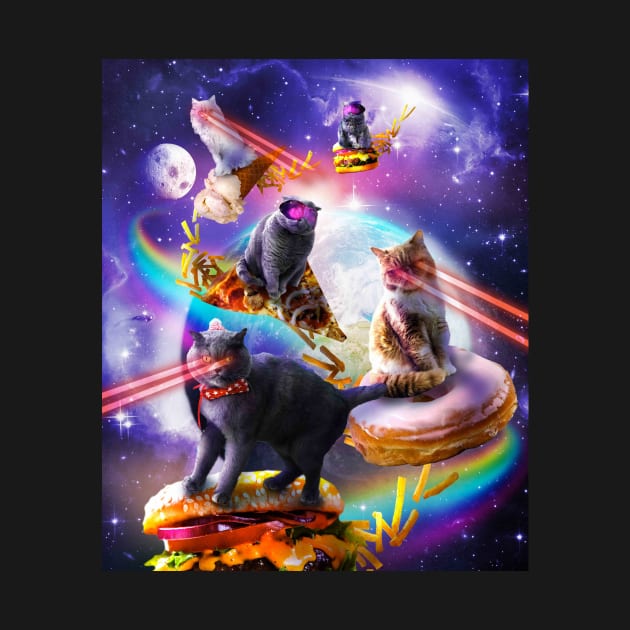 Galaxy Laser Space Cat On Burger Pizza Donut Ice Cream by Random Galaxy