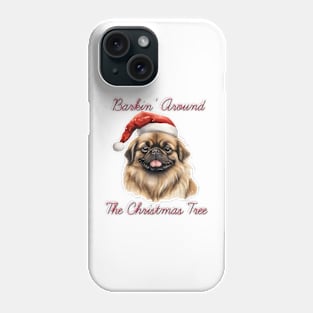 Christmas Pekingese Dog in Santa Hat Phone Case