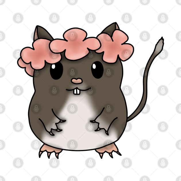 Cute brown gerbil with a flower crown by Becky-Marie