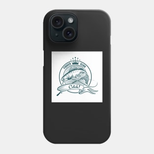 Badge or label with jumping salmon. Phone Case