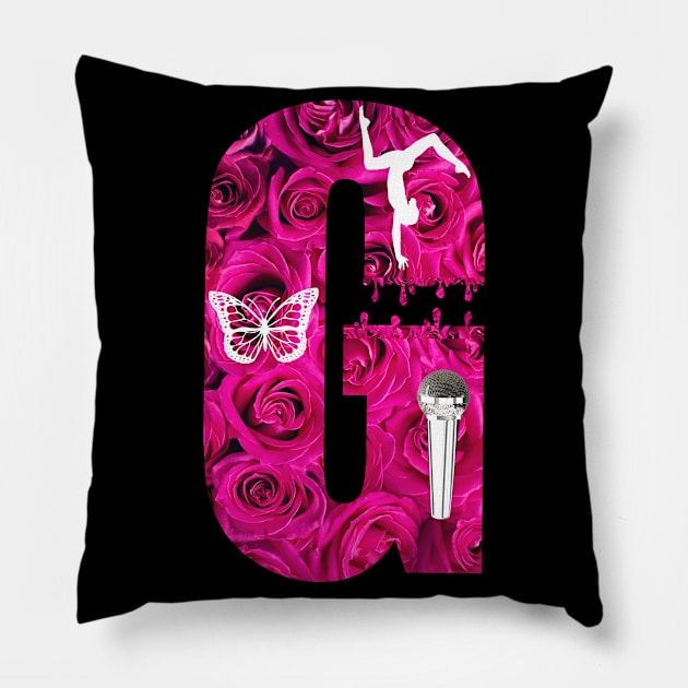 Alphabet Letter G Pink Rose Slime Gift Pillow by Dara4uall