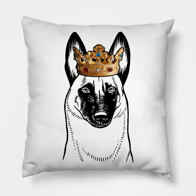 Belgian Malinois Dog King Queen Wearing Crown Pillow by millersye