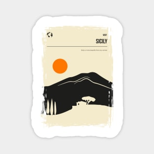 Sicily Italy Vintage Minimal Retro Travel Poster Magnet