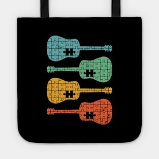 Acoustic Guitar Puzzle Cool Retro Colors Tote