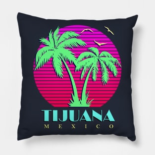 Tijuana Mexico Palm Trees Sunset Pillow