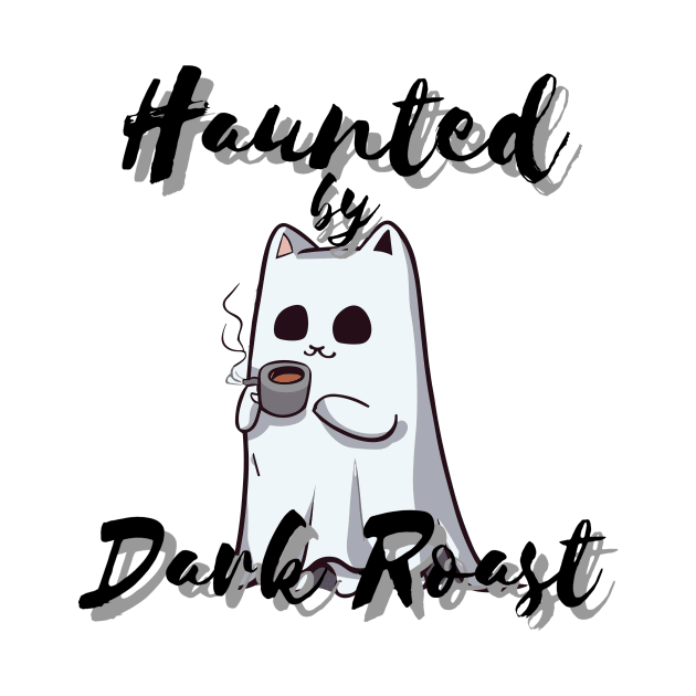 Haunted By Dark Roast | Ghost Cat Holding a Cup of Coffee by GrinTees