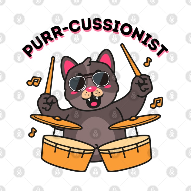 Purr-cussionist Funny Drummer Cat Puns by Syntax Wear