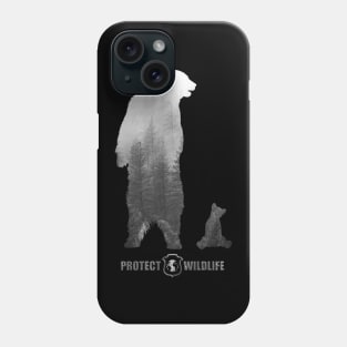 Protect Wildlife - Nature - Bear with Cub Silhouette Phone Case