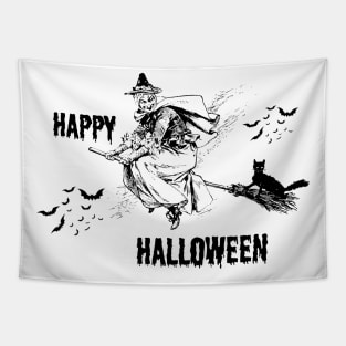 Happy Halloween, witch on a broom Tapestry