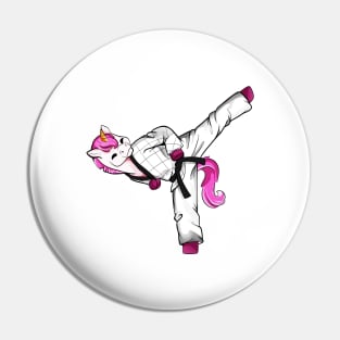 Cartoon unicorn does hapkido Pin