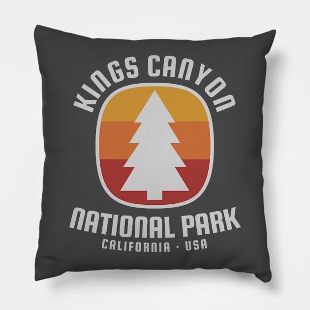 Kings Canyon National Park Retro Pillow by roamfree