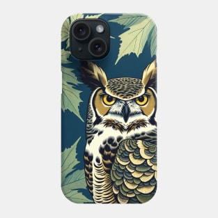 Great Horned Owl Aminst The Leaves Phone Case