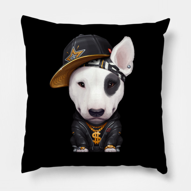 English Bull Terrier Hip Hop Super Star Bull Terrier Pillow Teepublic