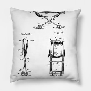 Baby Carriage Vintage Patent Hand Drawing Pillow