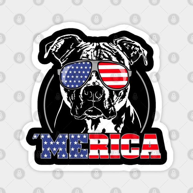 Proud Patriotic Merica Pitbull American Flag sunglasses Magnet by wilsigns