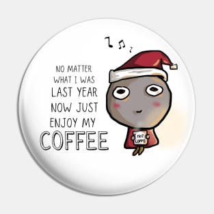 Alien with her coffee cup in Christmas night Pin