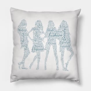 Girls Fashion Silhouette Shape Text Word Cloud Pillow