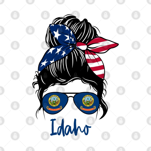 Idaho girl Messy bun , American Girl , Idaho Flag by JayD World