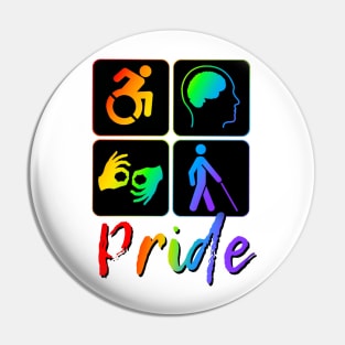 Disability Pride rainbow border Pin