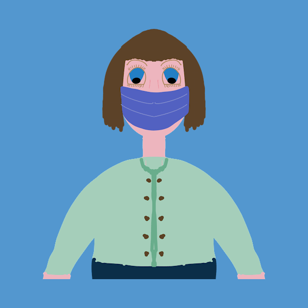 Girl with brown hair wearing a mouth mask by Vannaweb