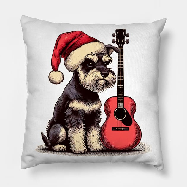 Perro schnauzer navideño con guitarra 3 Pillow by TheGhostLagarto15