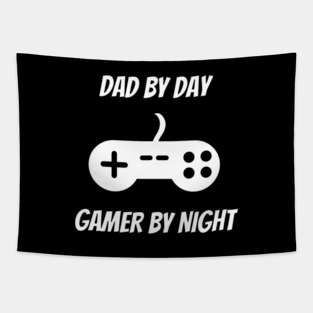 Dad By Day Gamer By Night Gift For Dad Birthday Tapestry by Petalprints